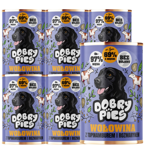 Dobry Pies Wołowina Topinambur Rozmaryn 6x400g