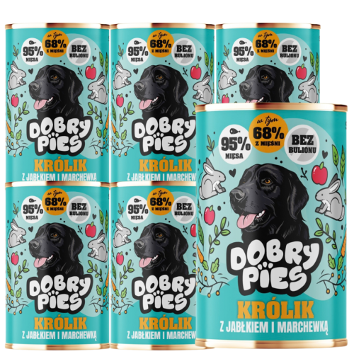 Dobry Pies Królik Jabłko Marchewka 6x400g