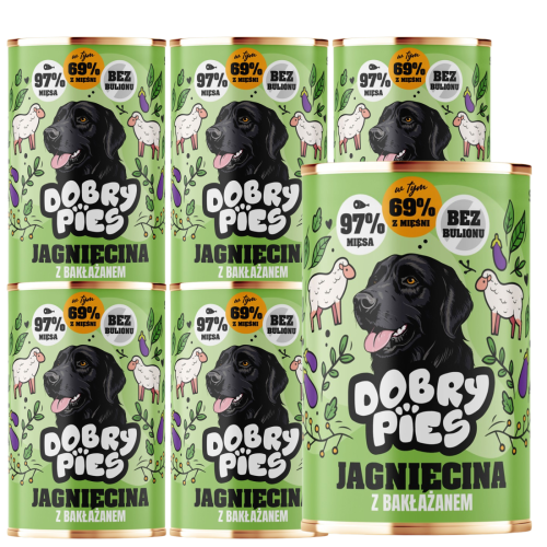 Dobry Pies Jagnięcina Bakłażan 6x400g