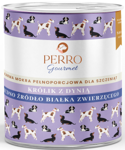 Perro  Mokra Gourmet Mono Junior Królik Dynia 800g