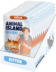 Animal Island Everyday mokra karma Kitten Indyk Cielęcina 12x85g
