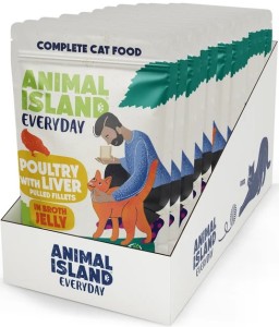 Animal Island Everyday mokra karma Cat Jelly Drób Wątróbka 12x85g