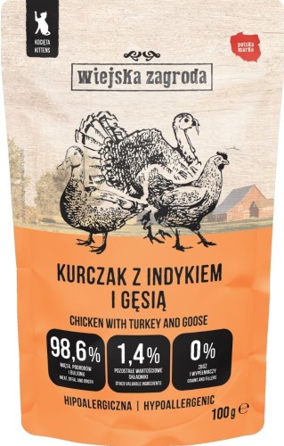 Wiejska Zagroda Kot Kitten Kurczak Indyk Gęś 100g